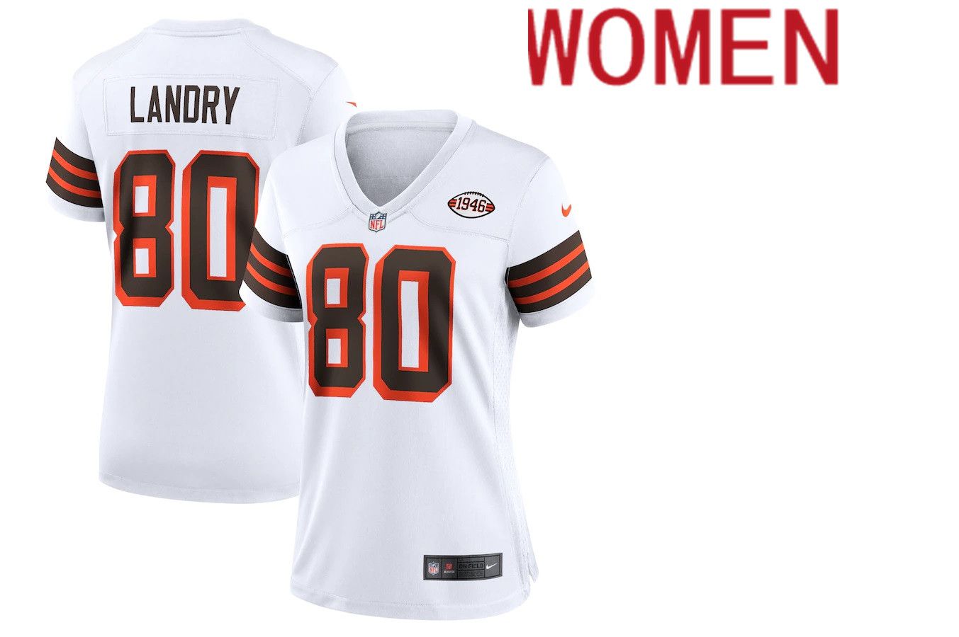 Women Cleveland Browns #80 Jarvis Landry Nike White 1946 Collection Alternate Game NFL Jersey